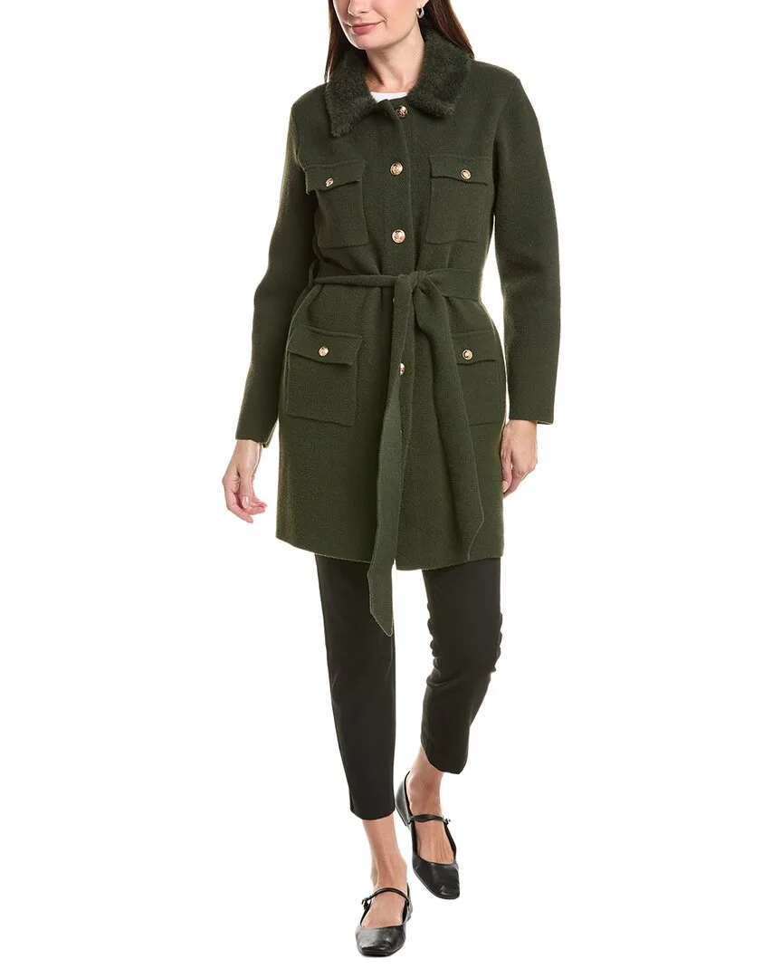 Faux Fur Eyelash Military Coat