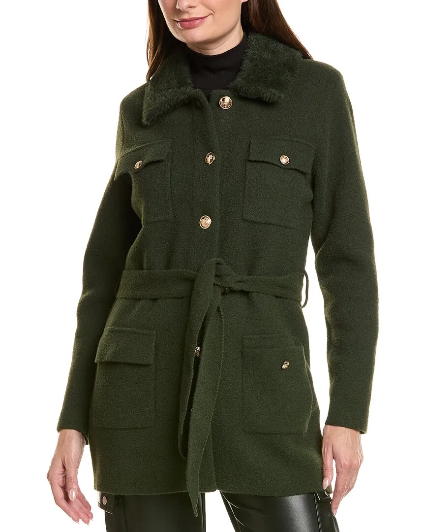 Eyelash Military Belted Coatigan Jacket by Nvlt
