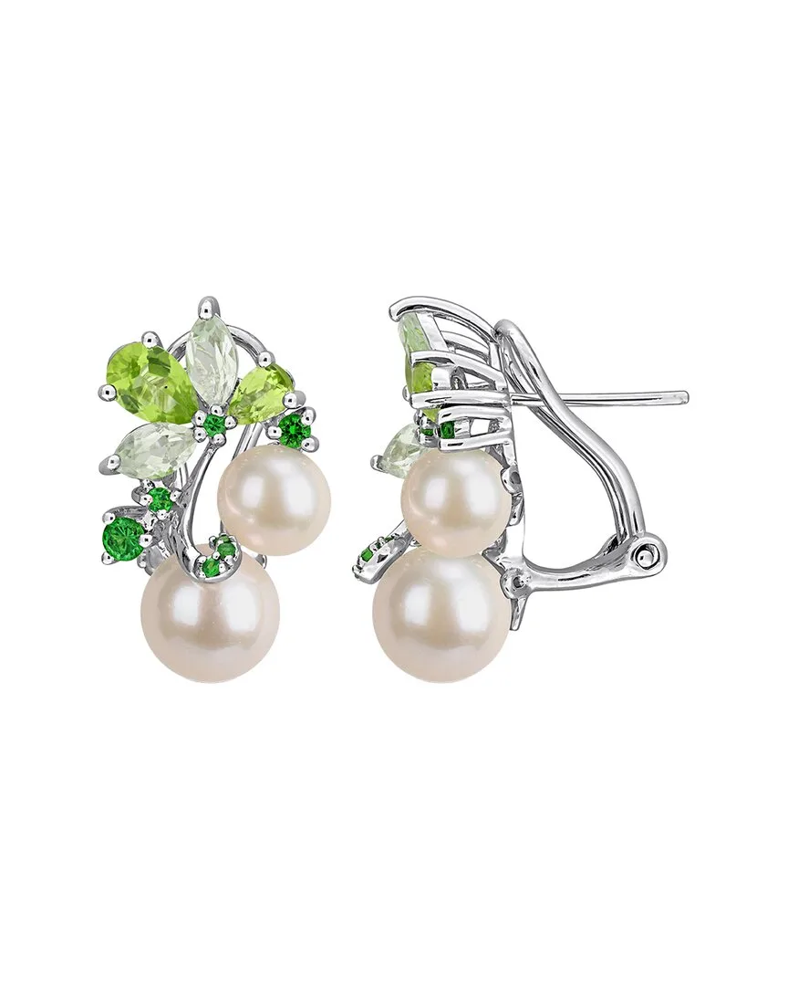 Silver 2.55 ct. tw. Gemstone & Pearl Dangle Earrings by Rina Limor