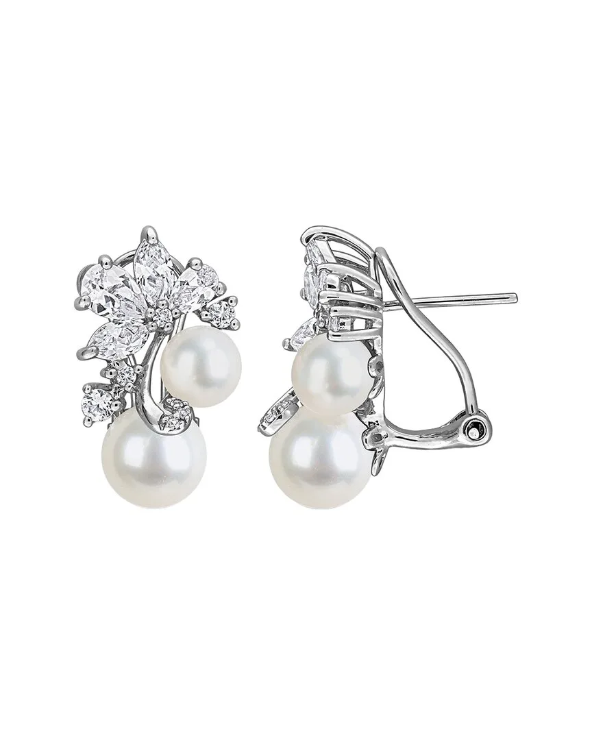 Silver 4.26 ct. tw. Gemstone & Pearl Dangle Earrings by Rina Limor