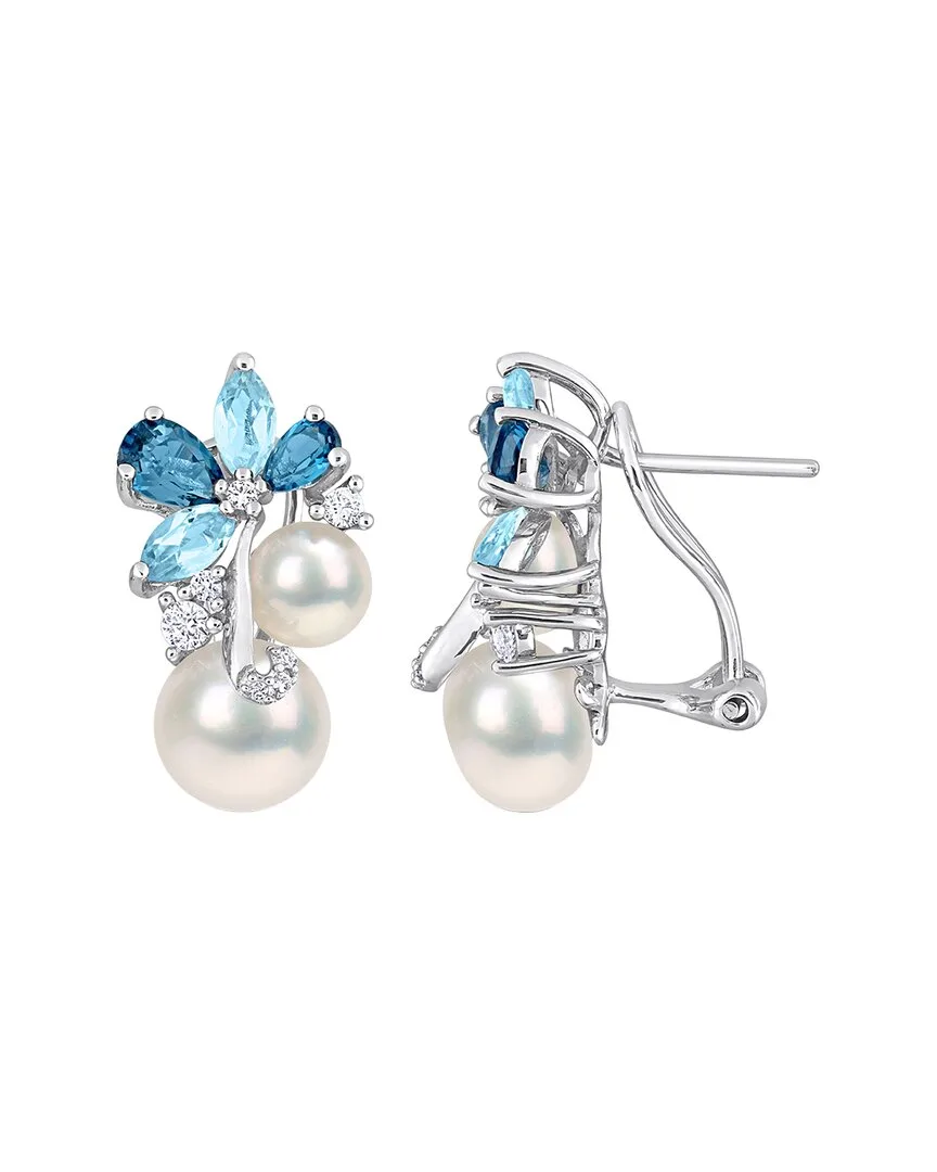 Silver 2.92 ct. tw. Gemstone & Pearl Dangle Earrings by Rina Limor