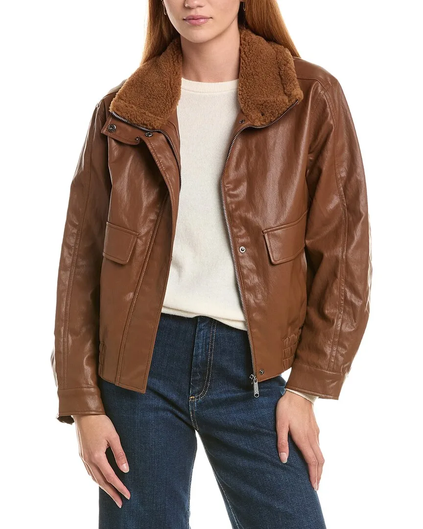 Glazed Stand Collar Bomber Jacket
