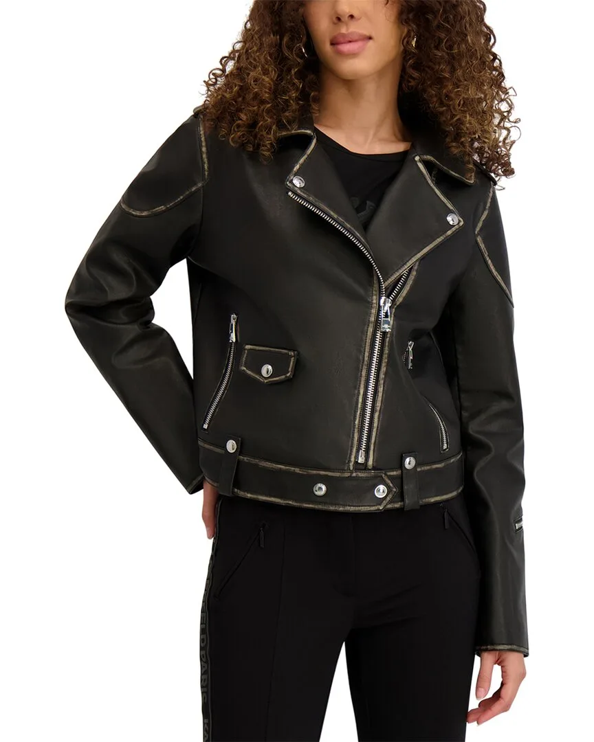 Faux Leather Moto Jacket by Karl Lagerfeld