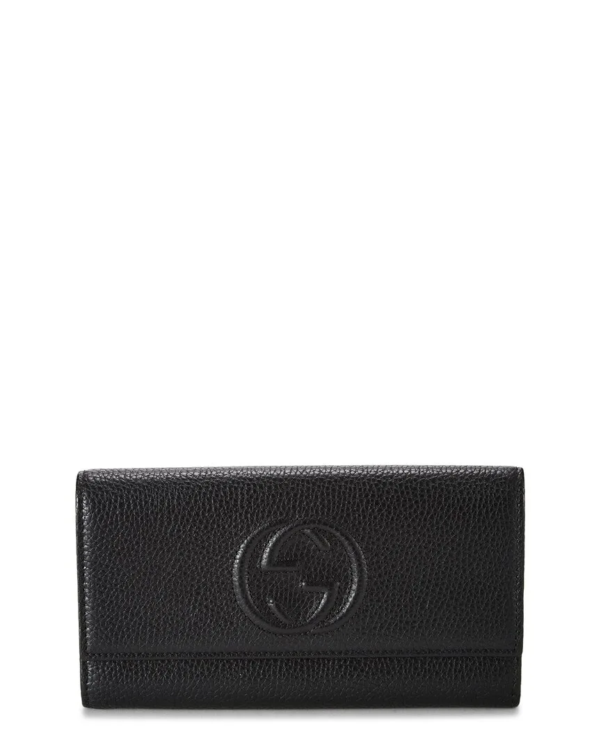 Black Leather Soho Continental Wallet (authentic Pre-Loved) by Gucci