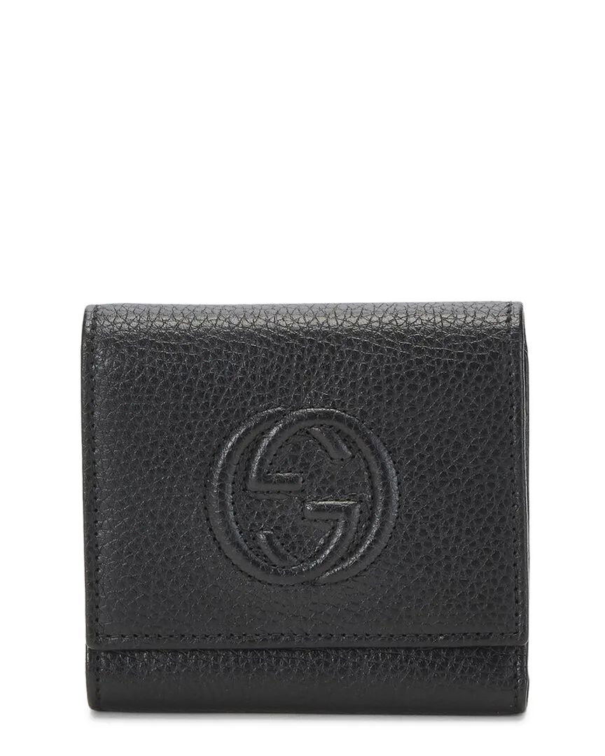 Black Leather Soho Trifold Wallet (authentic Pre-Loved) by Gucci