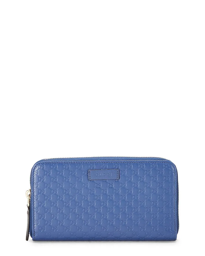 Blue Microguccissima Zip Around Wallet (authentic Pre-Loved) by Gucci