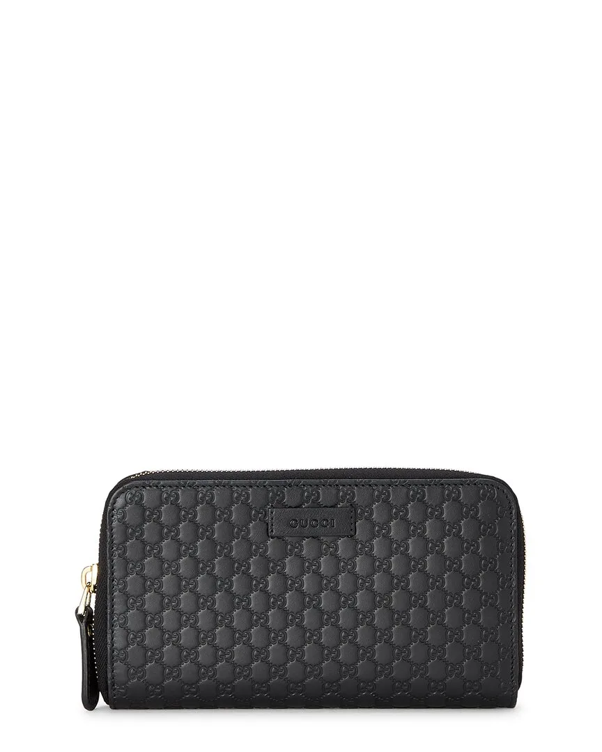 Black Microguccissima Zip Around Wallet (authentic Pre-Loved)