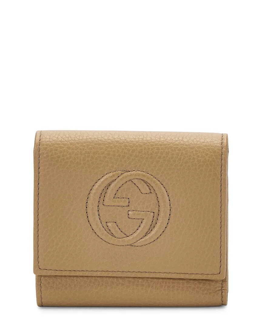 Beige Leather Soho Trifold Wallet (authentic Pre-Loved) by Gucci