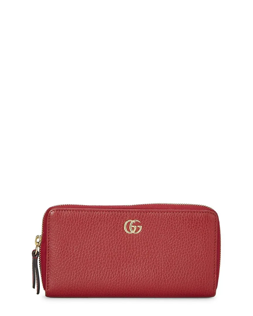 Red Leather Gg Zip Around Wallet (authentic Pre-Loved) by Gucci
