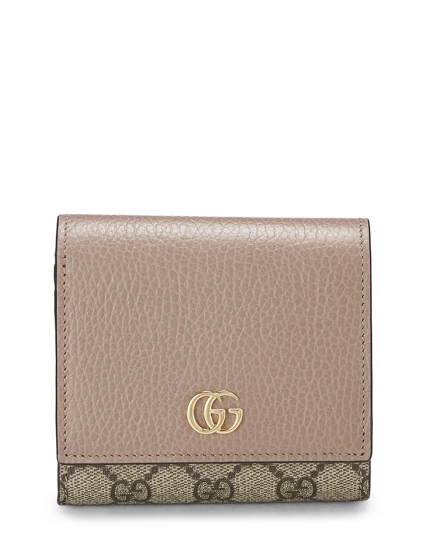 Pink Coated Canvas & Leather Gg Marmont Compact Wallet (authentic Pre-Loved)