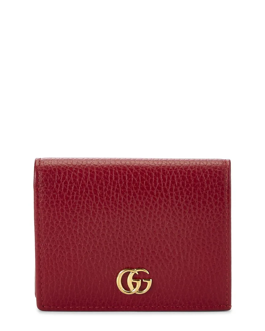 Red Leather Gg Card Case (authentic Pre-Loved) by Gucci