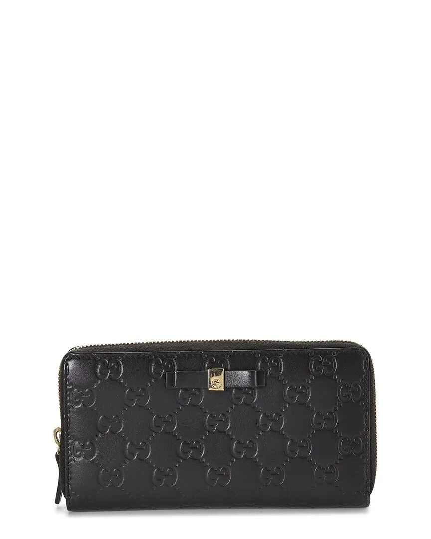 Black Guccissima Bow Zip Around Wallet (authentic Pre-Loved) by Gucci