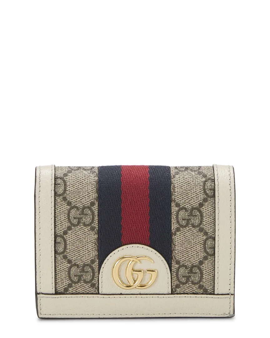 White Coated Canvas & Leather Ophidia French Wallet (authentic Pre-Loved)