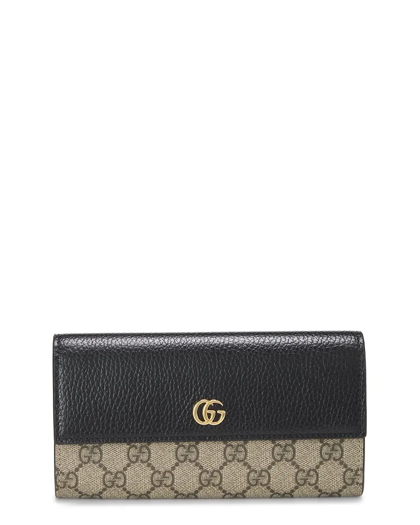 Black Coated Canvas & Leather Gg Continental Wallet (authentic Pre-Loved)