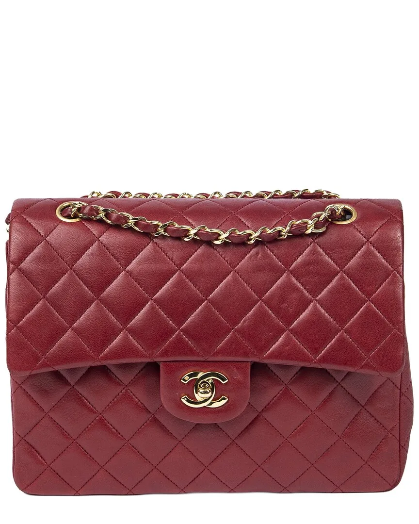 Red Quilted Lambskin Leather Tall Classic Double Flap (authentic Pre-Loved) by CHANEL