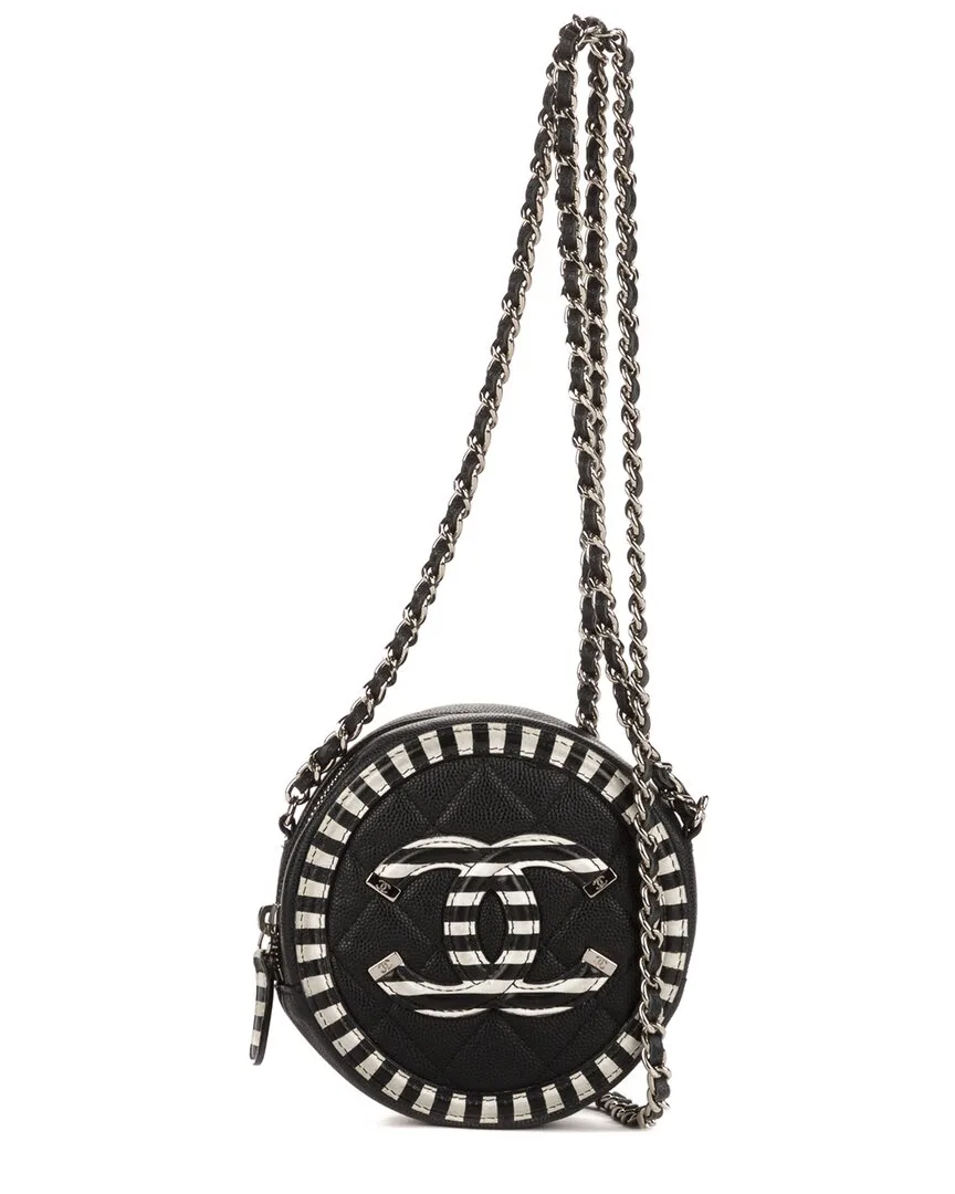 Black Caviar Leather Round as Earth Filigree (authentic Pre-Loved) by CHANEL
