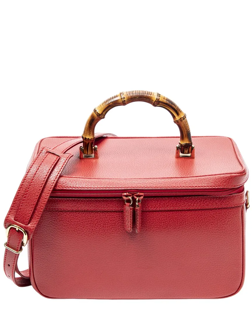 Red Grained Leather Large Bamboo Vanity Case (authentic Pre-Loved) by Gucci