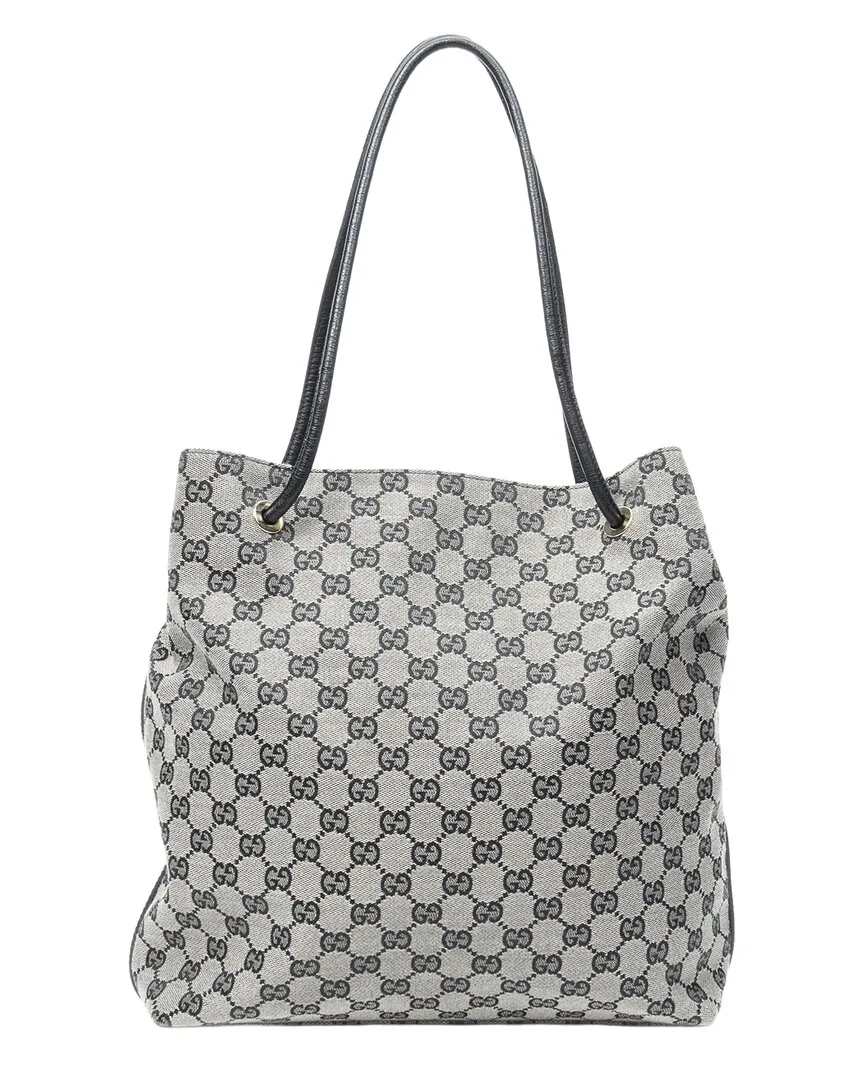 Grey & Black Gg Canvas Gifford Tote (authentic Pre-Loved) by Gucci