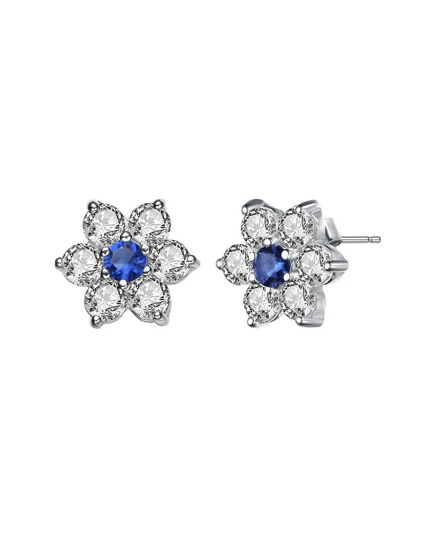 Silver Cz Flower Earrings by Genevive
