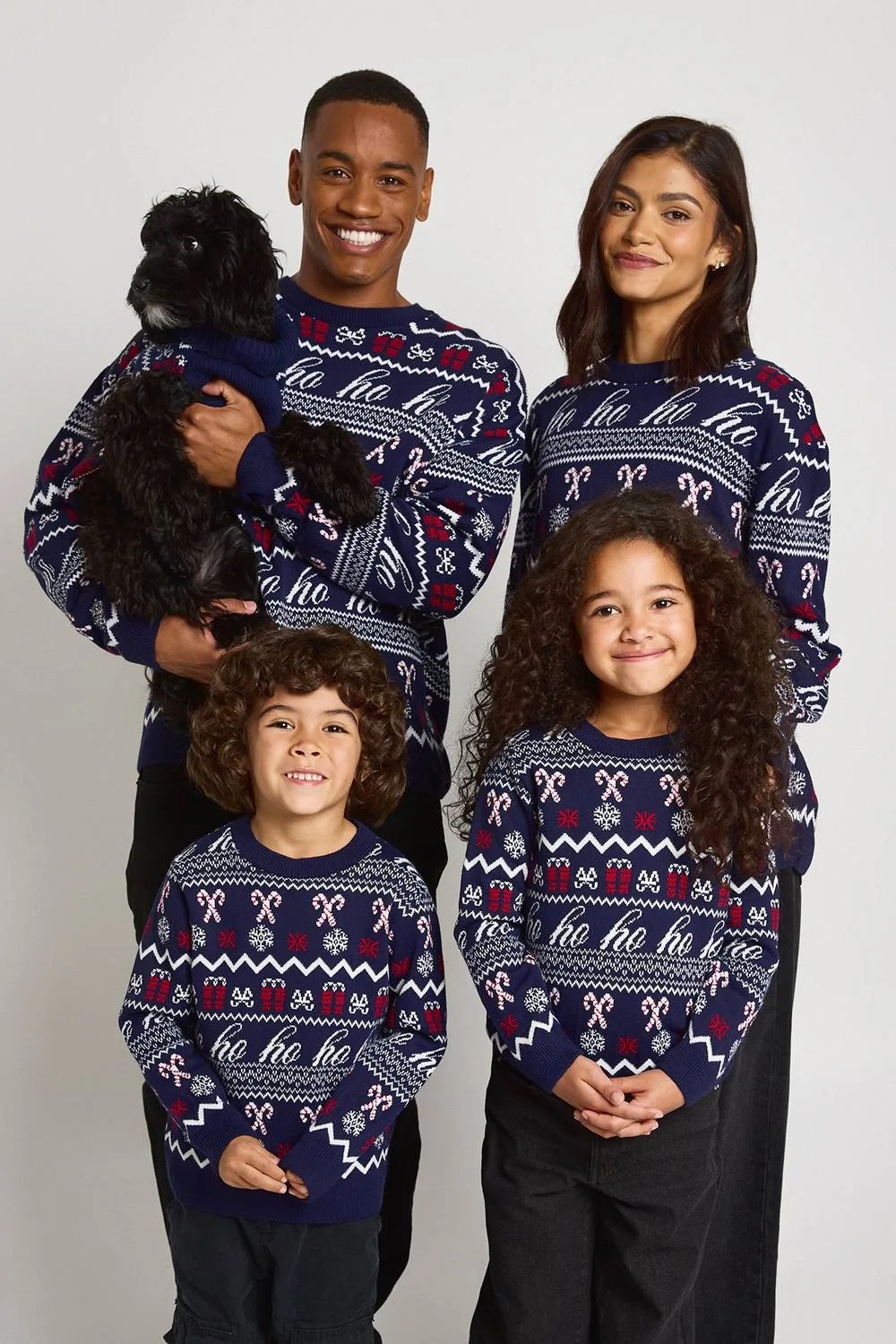 Matching Family Ho Ho Ho Fairisle Christmas Jumper by boohoo