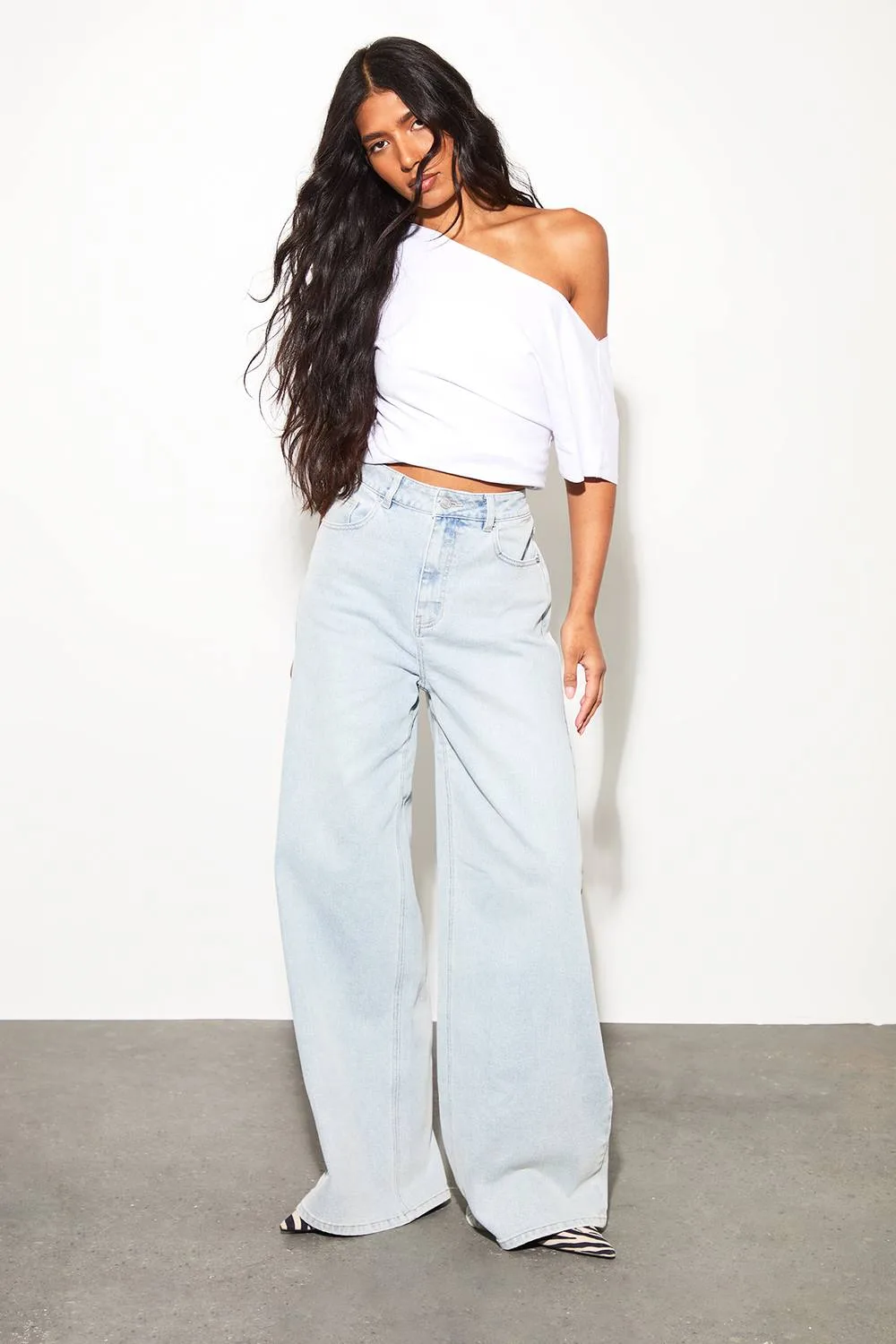 The Tall Mid Waist Wide Leg Jean by boohoo