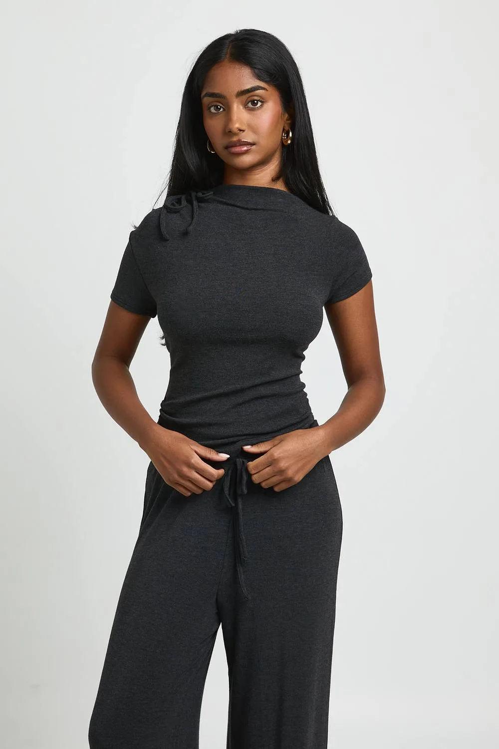 Ultra Soft Jersey Knit Tie Shoulder Top by boohoo
