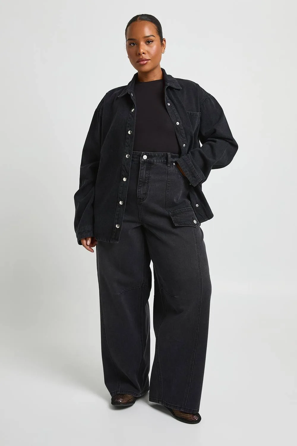 Mid Waist Cargo Utility Barrel Jean by boohoo