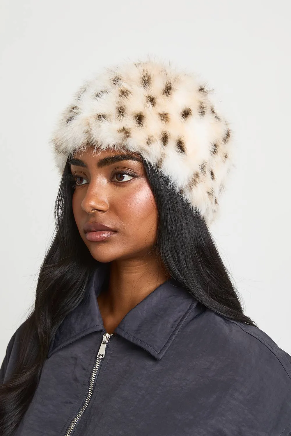 Deer Print Faux Fur Winter Hat by boohoo