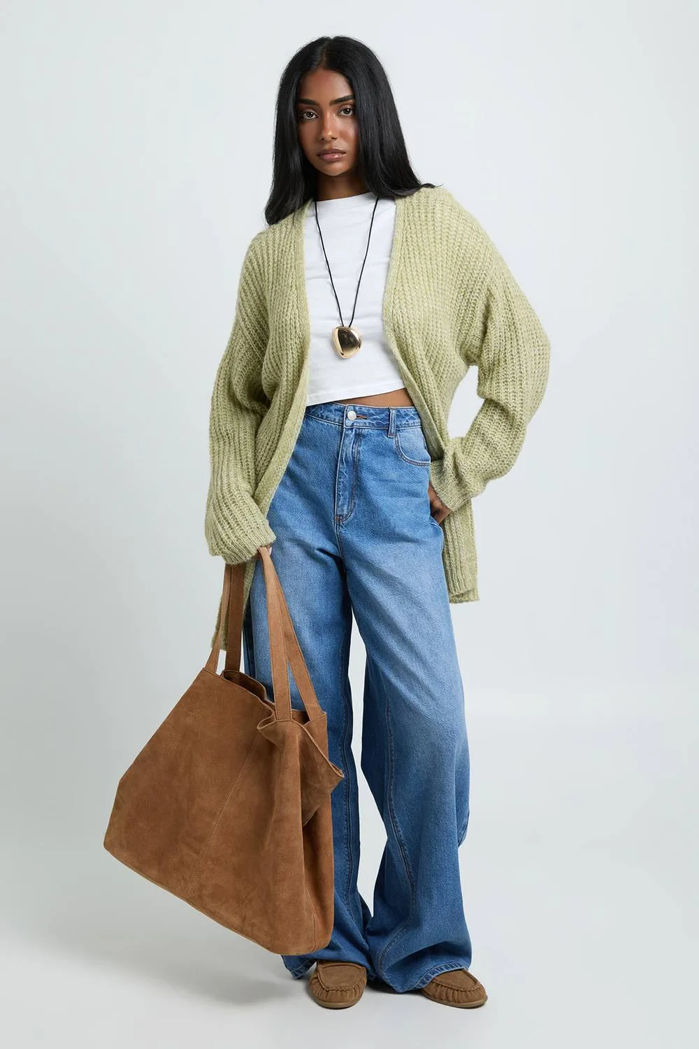 Soft Knit Tie Waist Oversized Boyfriend Cardigan by boohoo