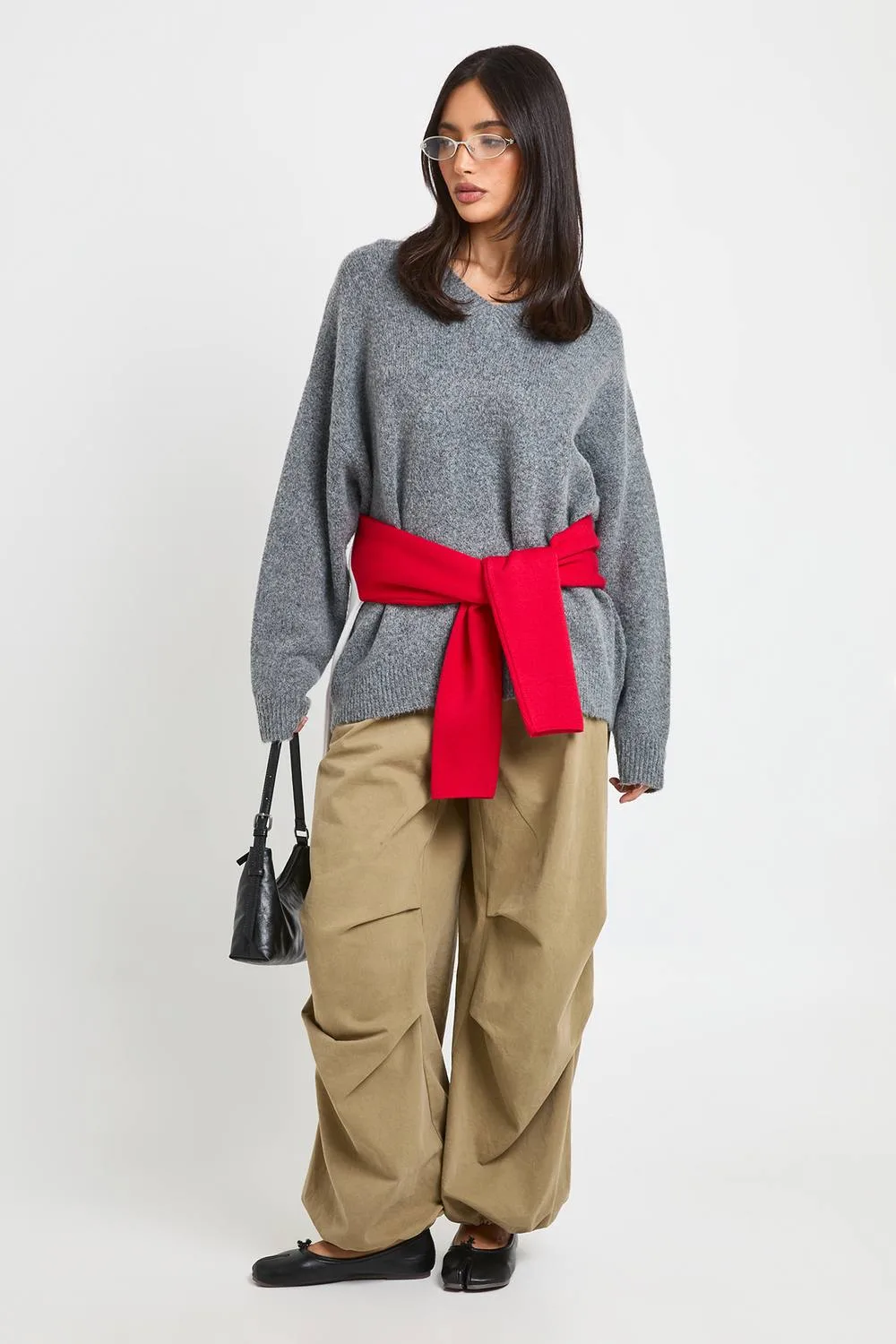 Super Soft V Neck Oversized Jumper by boohoo