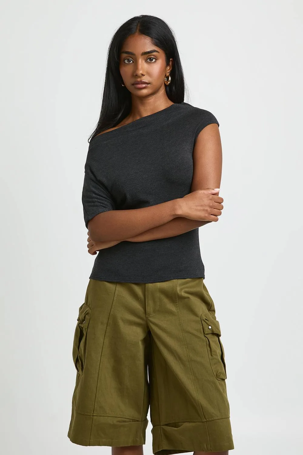 Ultra Soft Jersey Knit Folded Off-The Shoulder Top by boohoo