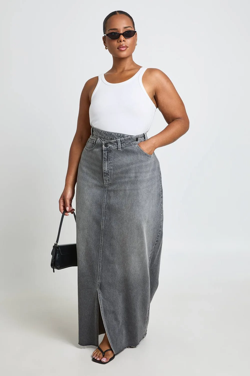 Cross Waistband Midi Skirt by boohoo