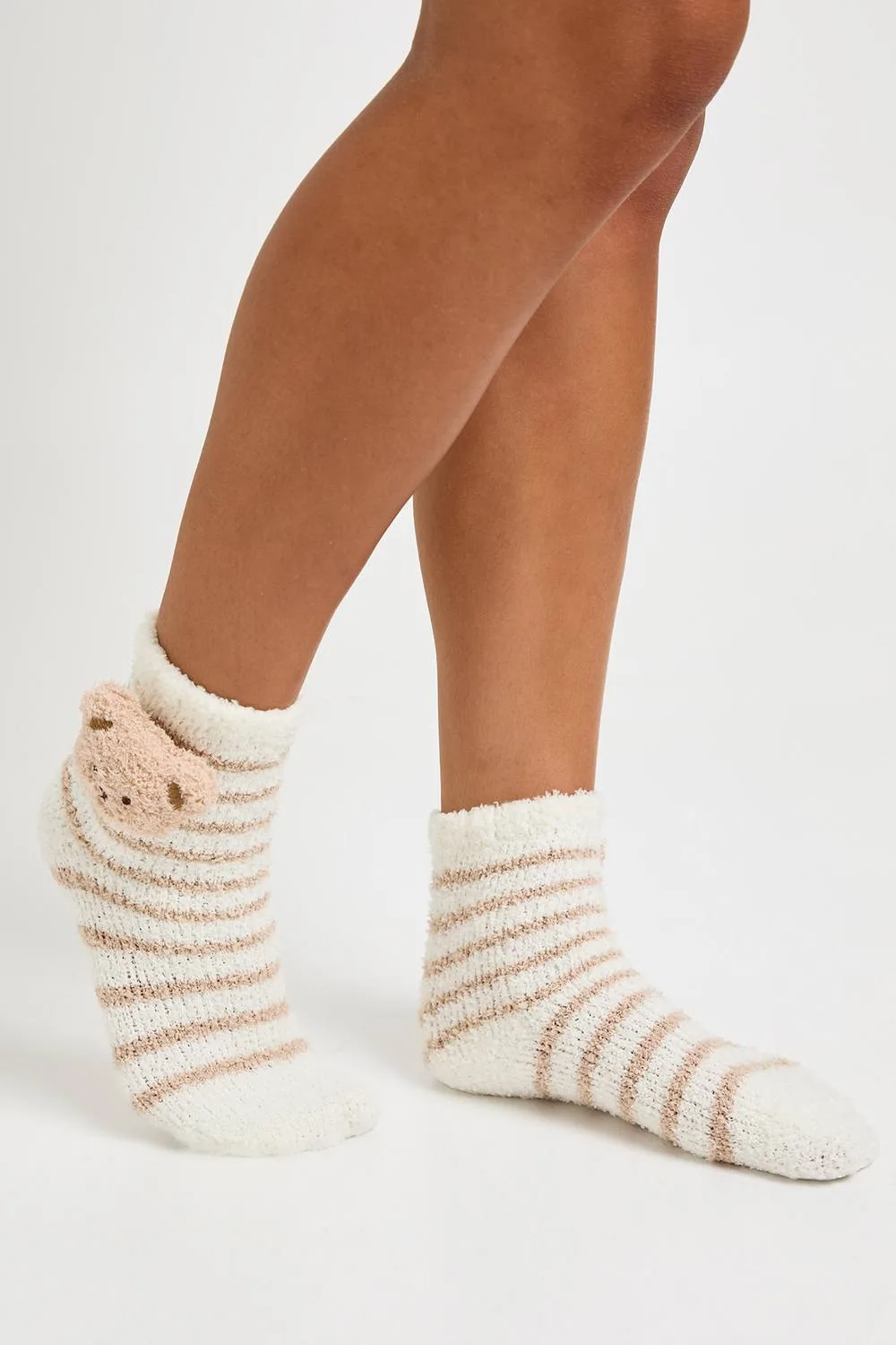 Novelty Bear Fluffy Socks by boohoo