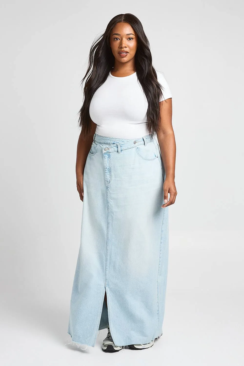 Cross Waistband Midi Skirt