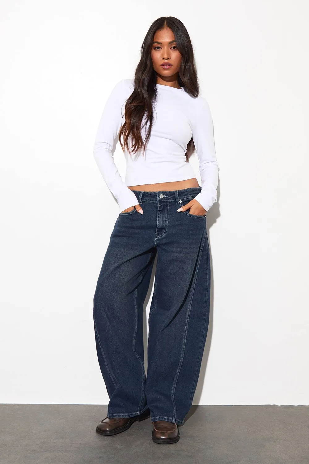 The Petite Mid Waist Barrel Jean