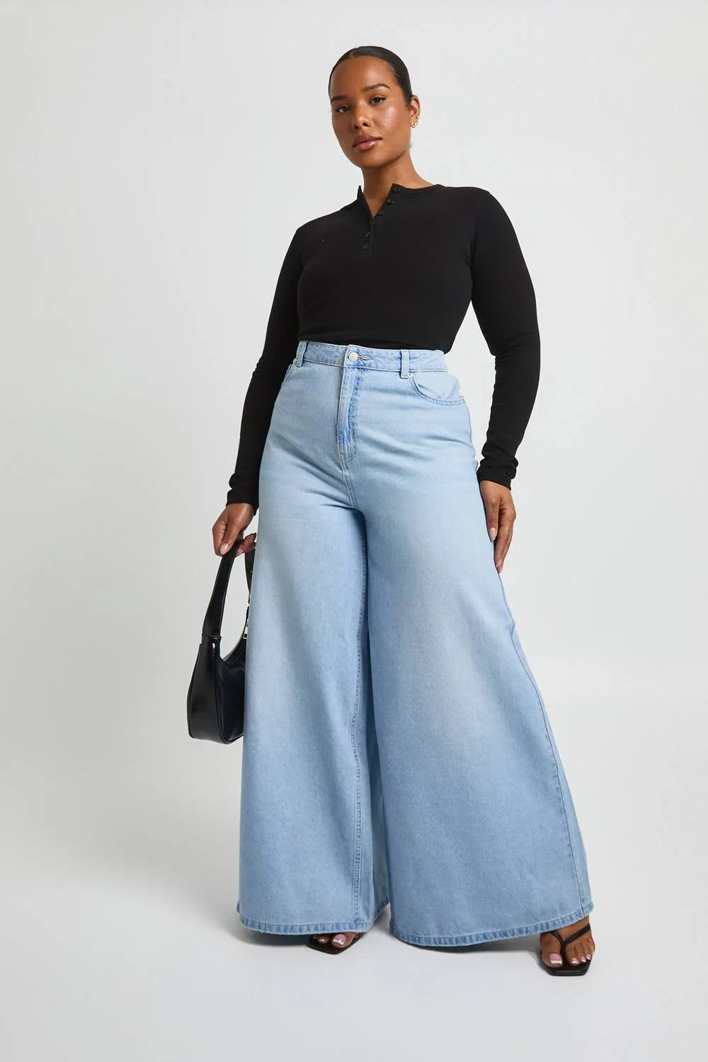 High Waist Super Wide Palazzo Jean by boohoo
