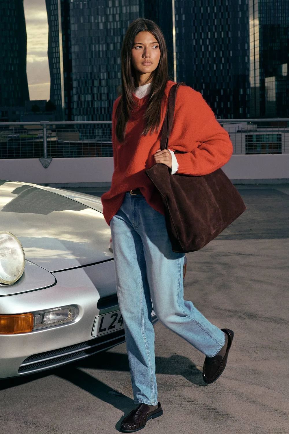 Real Suede Large Chocolate Tote Bag by boohoo