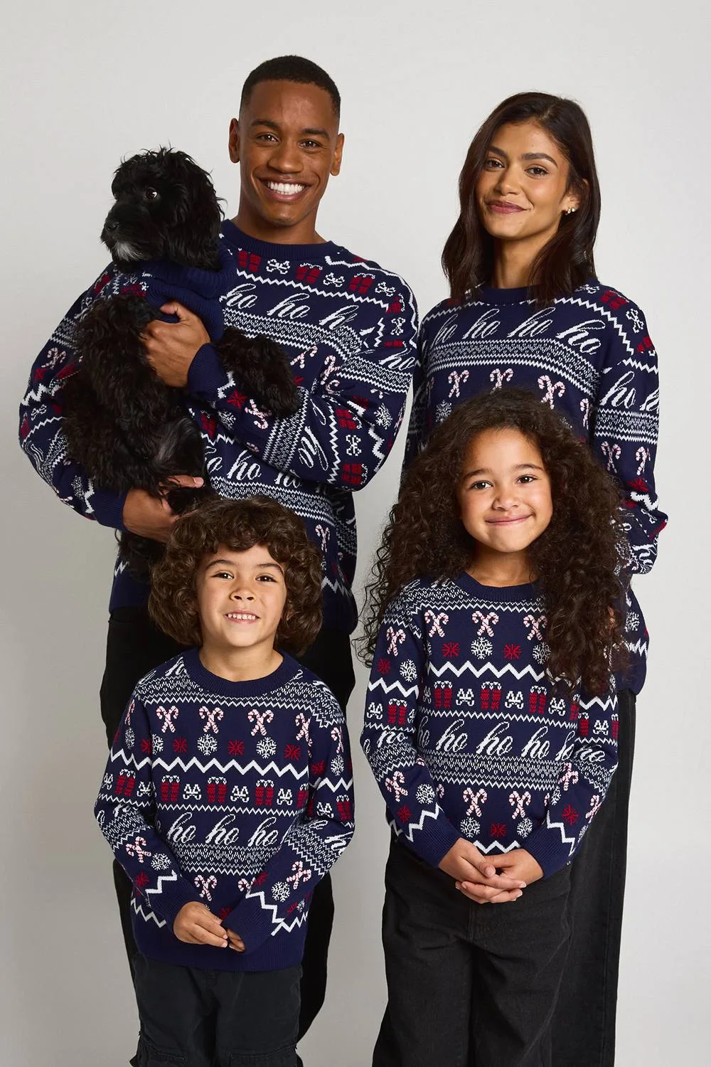 Matching Family Ho Ho Ho Fairisle Christmas Jumper by boohoo