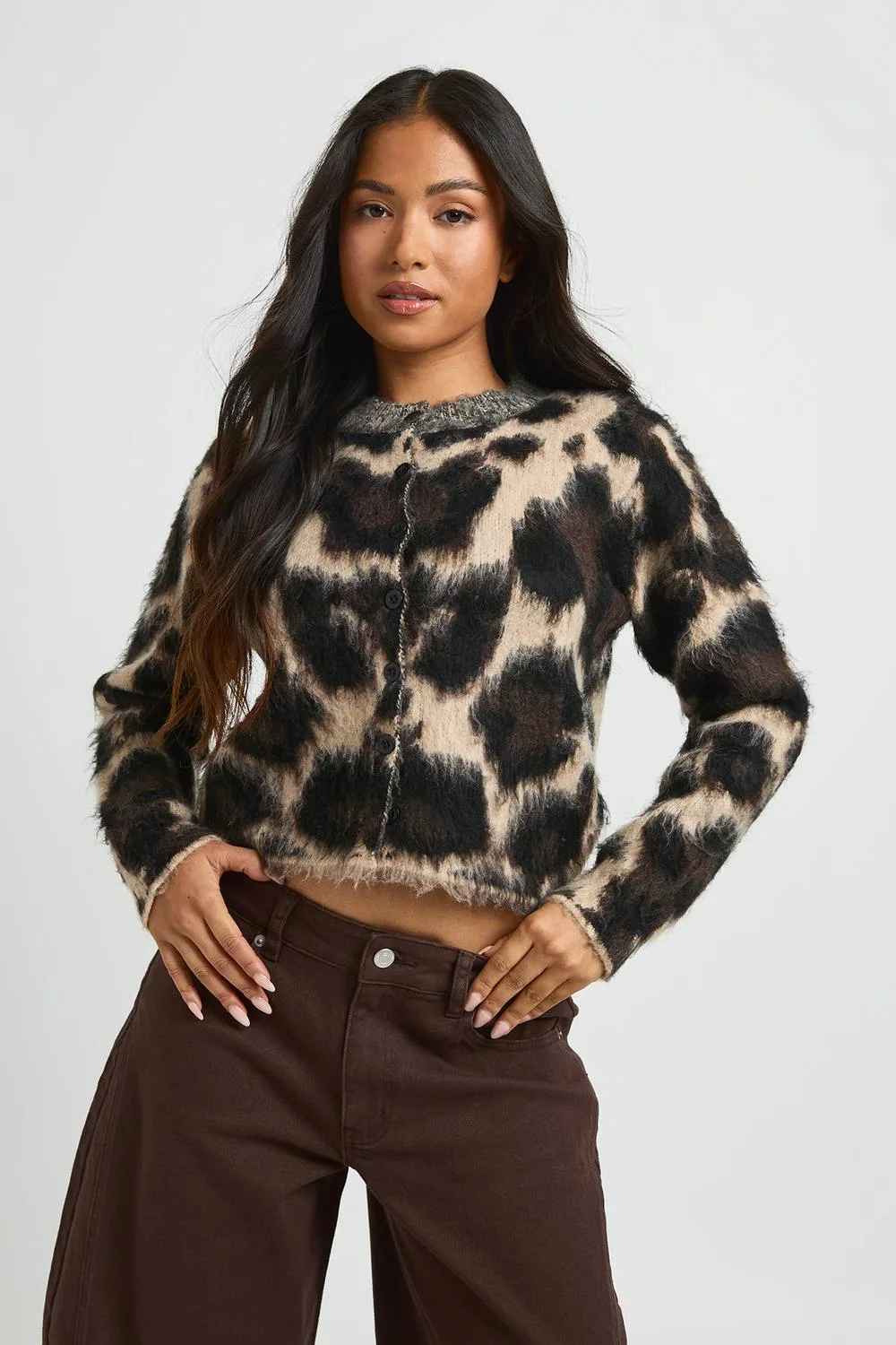 Leopard Print Super Soft Crew Neck Jumper by boohoo