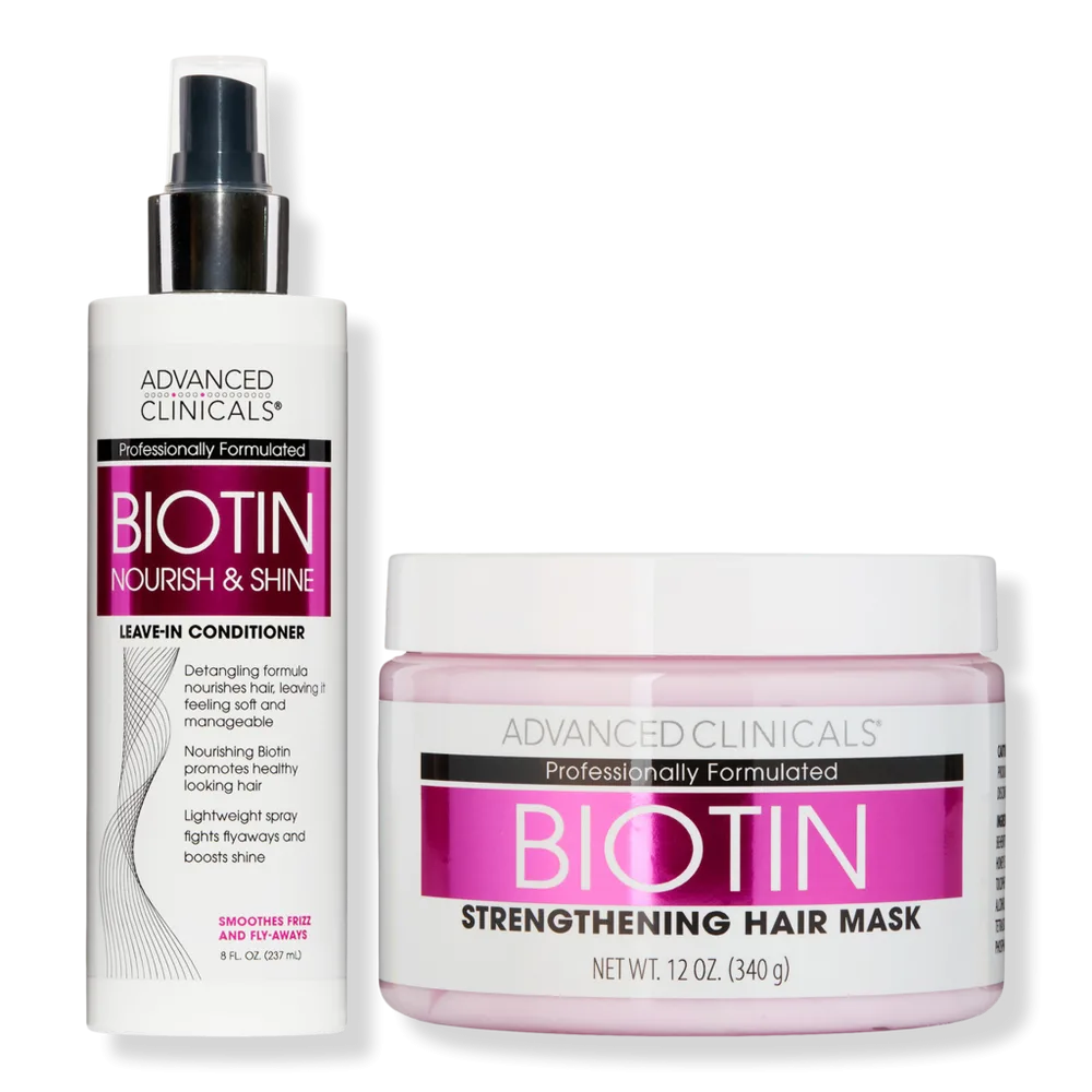 Biotin Strengthening Hair Mask + Leave in Hair Conditioner 2PC Bundle by Advanced Clinicals