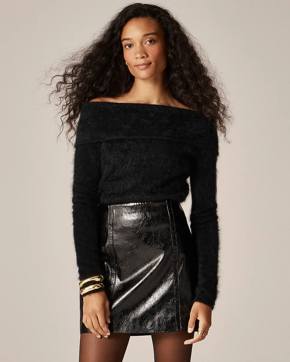Brushed Cashmere Foldover Sweater by J.Crew