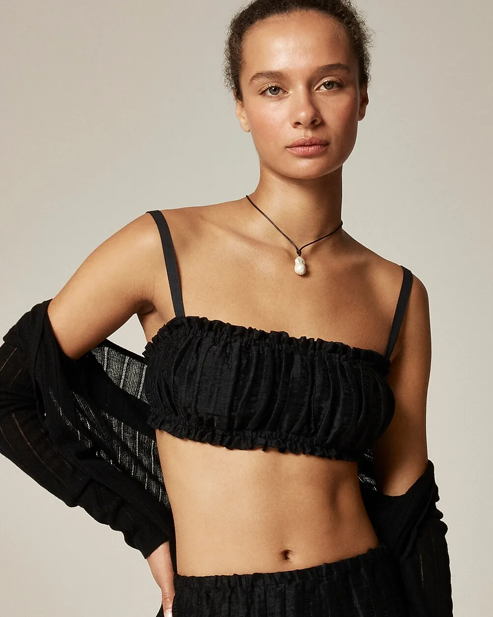 Gathered Linen-Blend Bra Top by J.Crew