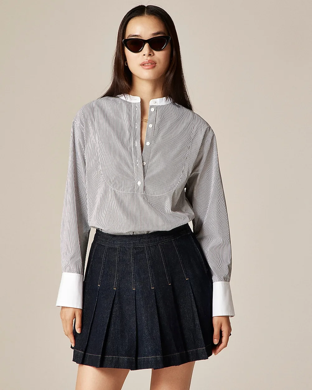 Tuxedo Popover Shirt in Striped Cotton Poplin by J.Crew