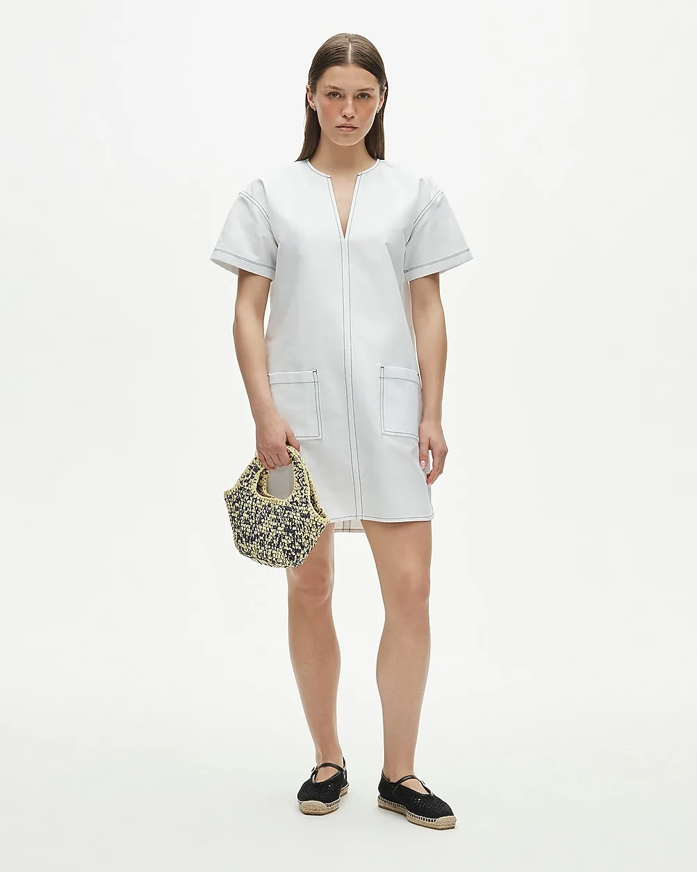 Patch-Pocket Pullover Dress in Structured Cotton Poplin by J.Crew