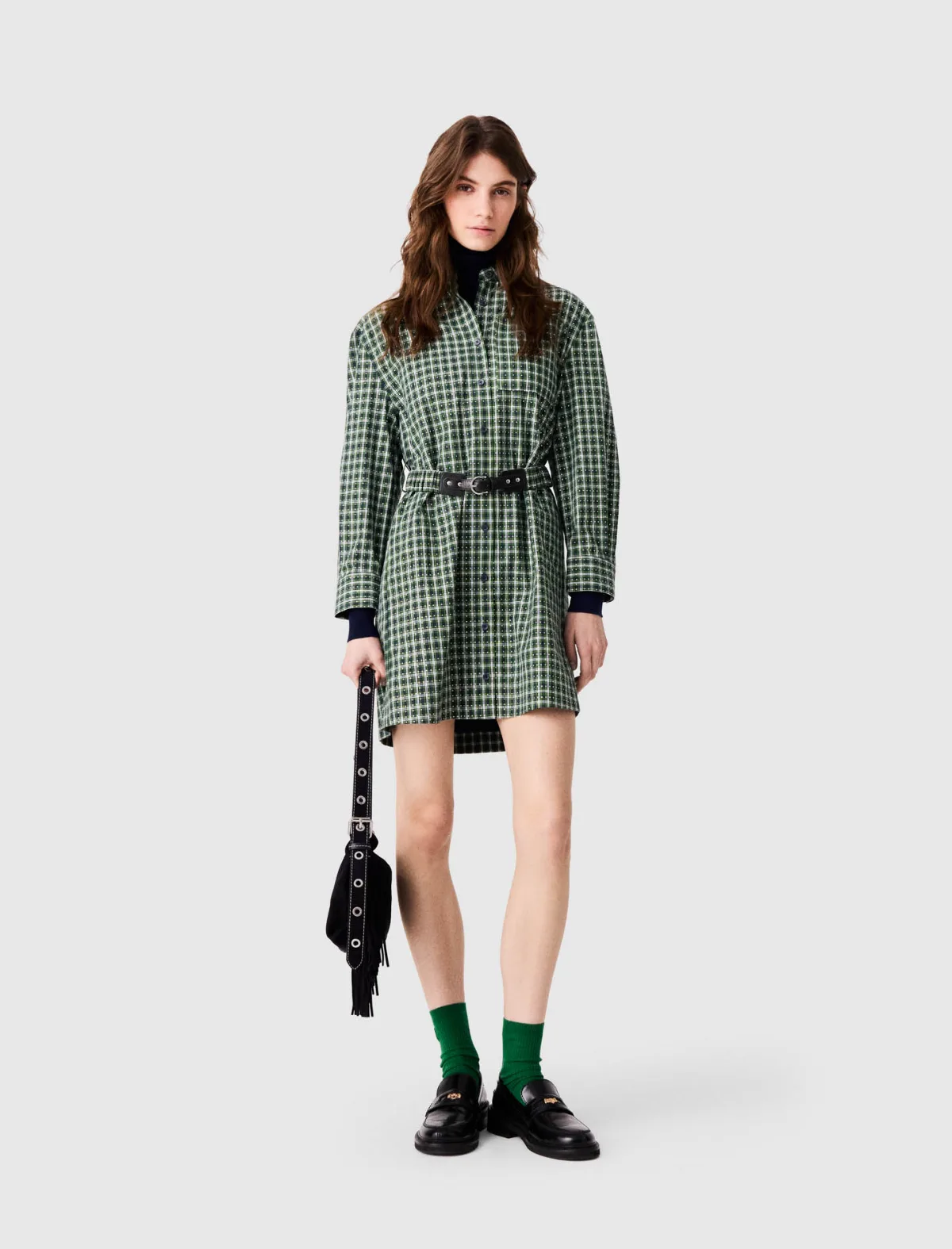 Short Shirt Dress with Rhinestones by Maje