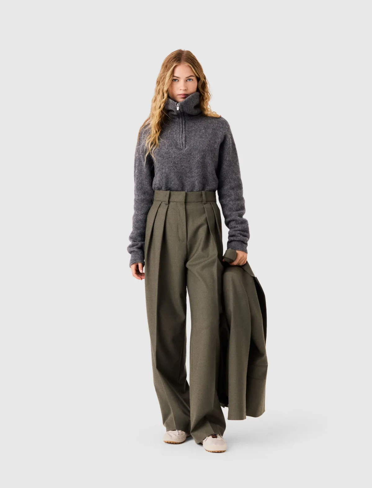 Wide-Leg Suit Trousers with Pleats by Maje