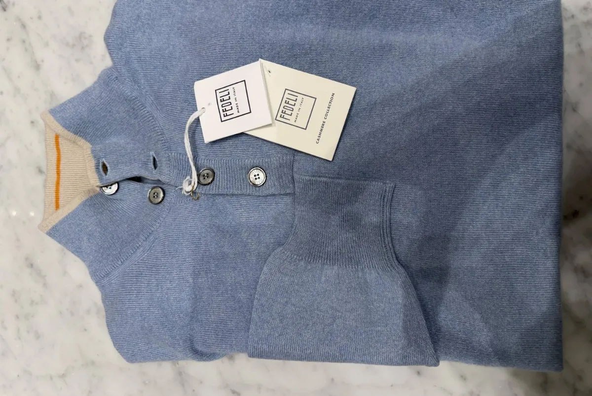 Quarter Button Up Sweater by Fedeli