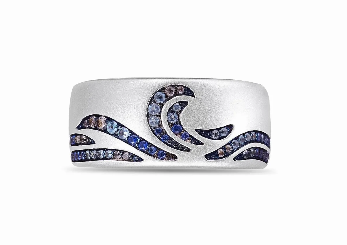 Surf Up Sterling Sapphire & Topaz Silver Band Ring by LuvMyJewelry