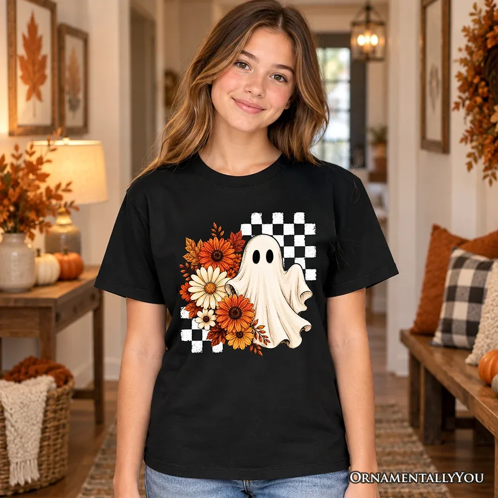 Checkered Floral Ghost T-Shirt by OrnamentallyYou
