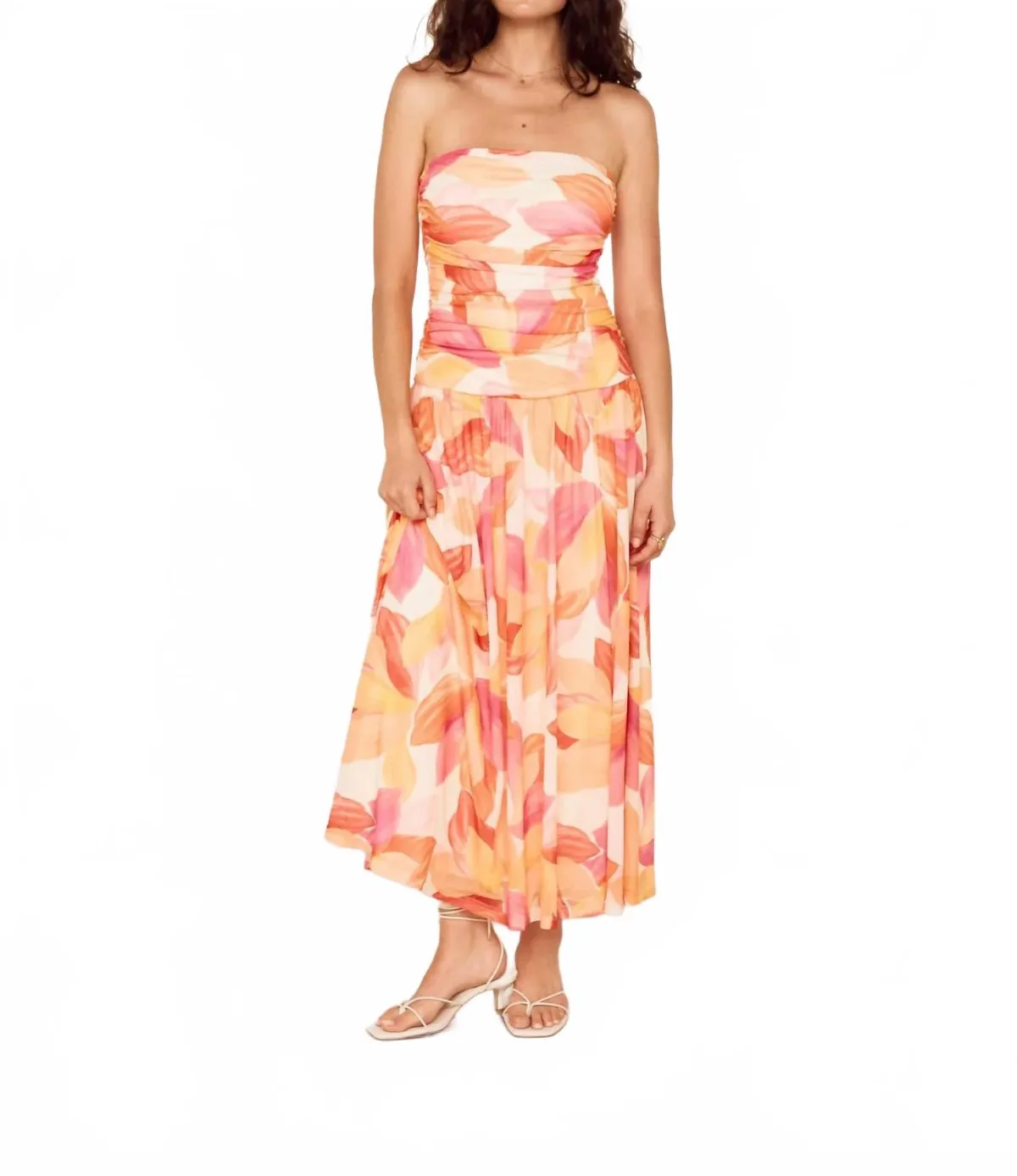 Solana Mesh Midi Dress in Abstract Leaf by MINKPINK